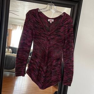 Bongo Purple Knit V-neck Sweater
